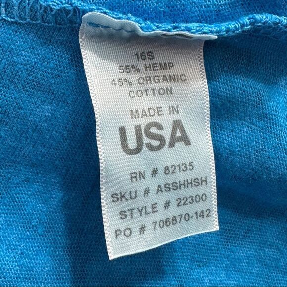 Fresh Produce Geometric Print Hemp Cotton Short Sleeve Shirt Blue Small - Picture 9 of 11